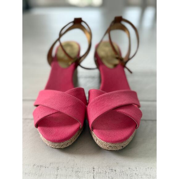 Coach Pink Espadrille Wedge Sandals - Size 8.5 - Picture 3 of 7